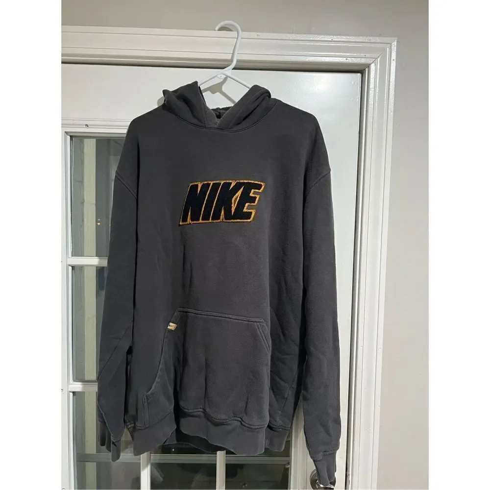 Vtg RARE Nike hoodie Swoosh Velvet Velour Spellout Size XL